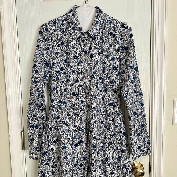 J.Crew Factory Blue Floral Dress - Picture 1 of 8